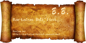 Bartalus Bálint névjegykártya